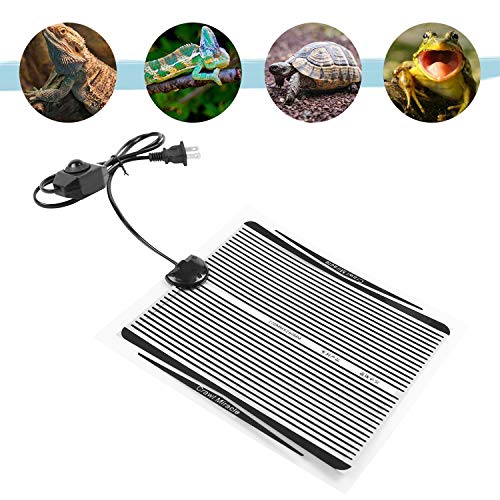 Fashionclubs Reptile Heating Pad with Temperature Control, 110V 15W Reptile Pet Under Tank Warmer Pad Terrarium Heat Mat for Bearded Dragon/Leopard Gecko/Turtle/Snake/Lizard/Frog/Spider