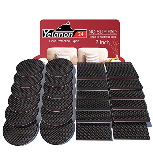 Non Slip Furniture Pads 24 Pcs 2.5’’ Furniture Pads Anti Scratch Rubber Wood Floor Protectors for Chair Legs Feet Self Adhesive Heavy Duty Furniture Gripper on Hardwood Floors