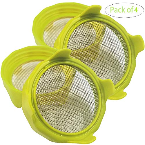 Sprouting Lids, Plastic Sprout Lid with Stainless Steel Screen for Wide Mouth Mason Jars, Germination Kit Sprouter Sprout Maker with Stand Water Tray Grow Bean Sprouts, Broccoli Seeds, Alfalfa, Salad