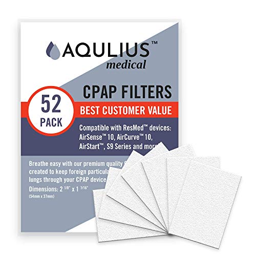 Disposable CPAP Filters (52 Pack - ONE Year Supply) - Fits All ResMed Air 10, Airsense 10, Aircurve 10, S9 Series, Airstart and More!