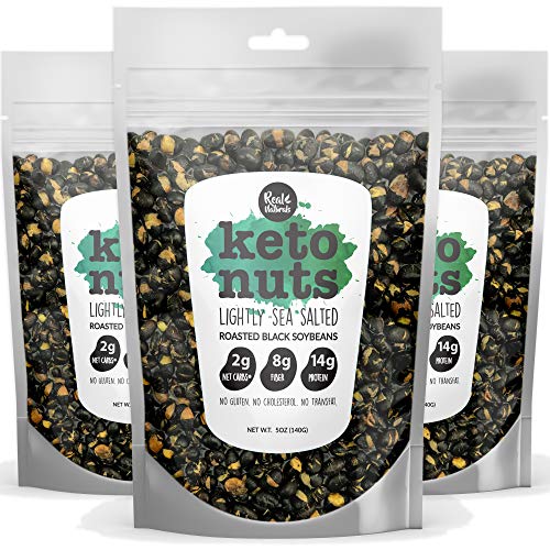 Keto Nuts Low Carb High Protein Snacks - Black Soy Nuts 14g proteins (sea salt) Keto Snacks Black Soy Beans. Vegan Healthy non gmo Gluten Free Crunchy edamame Seeds (3-Packs) zero carbs added