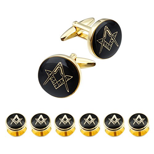 HAWSON Freemason Cufflinks and Tuxedo Shirt Studs Set - Men' Wedding Accessories