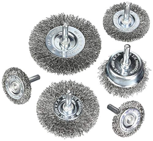 HOYIN 6Piece Wire Wheel Cup Brush Set| Coarse Crimped Carbon Steel|1/4In Round Shank|for Drill