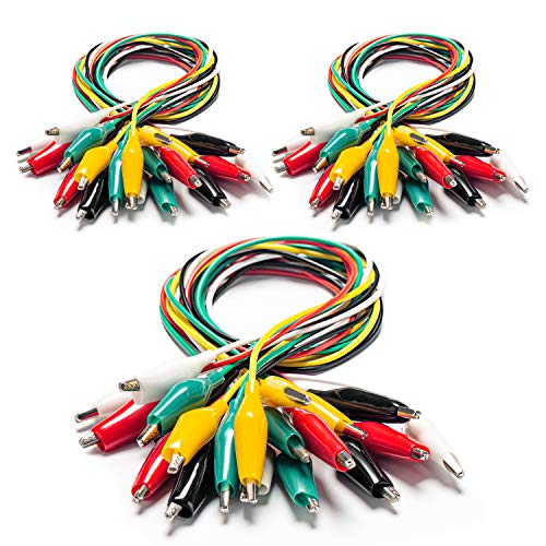 KAIWEETS 30PCS Alligator Clips with Wires Test Leads Set Soldered Current Probe Wires for Circuit Connection/Electrical Testing, Suitable for Experiments/Fluke/AstroAI/Etekcity/Crenova (30 PCS)