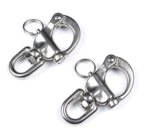 Mxeol Swivel Eye Snap Shackle Quick Release Bail Rigging Sailing Boat Marine Stainless Steel Clip Pair (2-3/4' Pair)