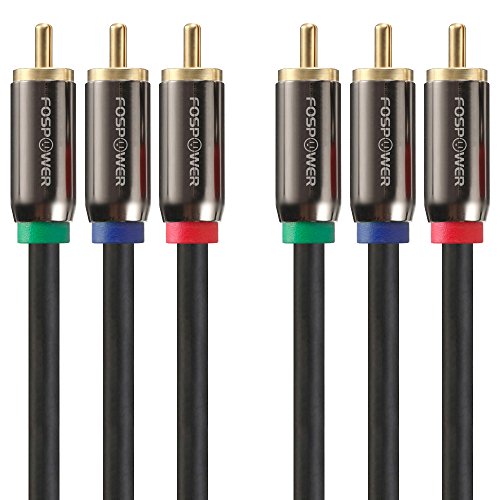 FosPower [3 FT] 3RCA Male to 3RCA Male RGB Plugs, YPbPr Component Video Connectors Cable for DVD Players, VCR, Camcorder, Projector, Game Console and More - (Red, Green, Blue)