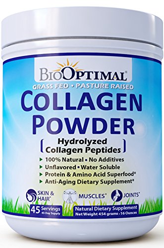 BioOptimal Collagen Peptides - Collagen Powder, Grass Fed, for Skin, Hair, Nails & Joints, Collagen Protein Powder, Pasture Raised, Dissolves Easily, 16 Ounces