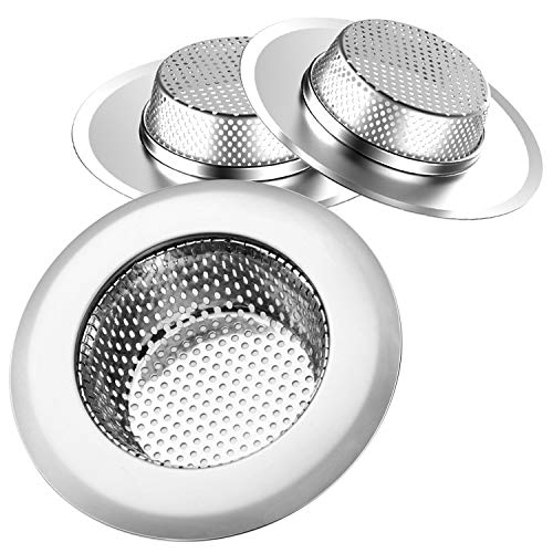 Helect 3-Pack Kitchen Sink Strainer Stainless Steel Drain Filter Strainer with Large Wide Rim 4.5' for Kitchen Sinks