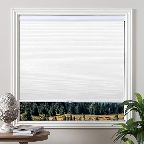 Grandekor Blackout Shades Cordless Blinds Cellular Fabric Blinds Honeycomb Door Window Shades, 26W x 48H inch,White