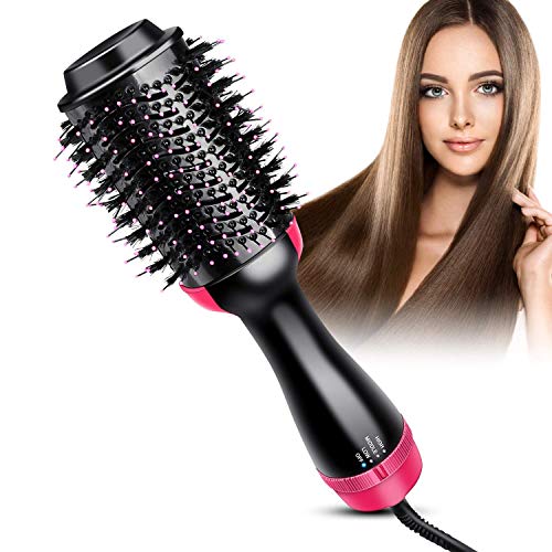 One Step Hair Dryer & Volumizer - Hot Air Brush, 2-IN-1 Negative Ions Hair Dryer & Styler for All Hair Type, Get Salon Blowouts at Home,Black