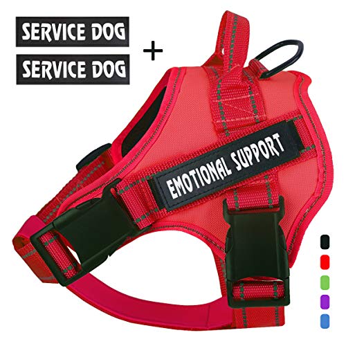 voopet Service Dog Harness, No-Pull Emotional Support Pet Vest Harness, Reflective Breathable and Adjustable Pet Halters for Small Medium & Large Dogs (with 4 PCS Removeable Tags)