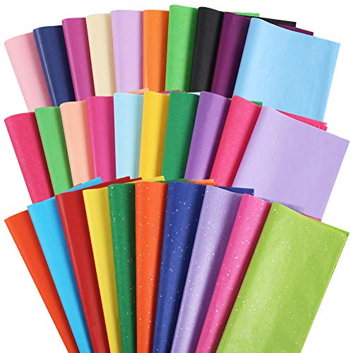Tissue Paper, 150Sheets 19x13 inches Bleeding Gift Wrap Bulk Premium Quality Tissue Gift Wrapping Paper Crafts for kids, 30 Colors