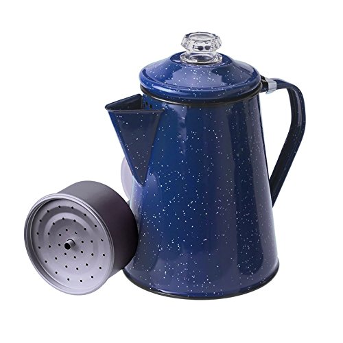 GSI Outdoors 8 Cup Enamelware Percolator Coffee Pot for Campsite, Cabin, RV, Kitchen, Groups, Backpacking