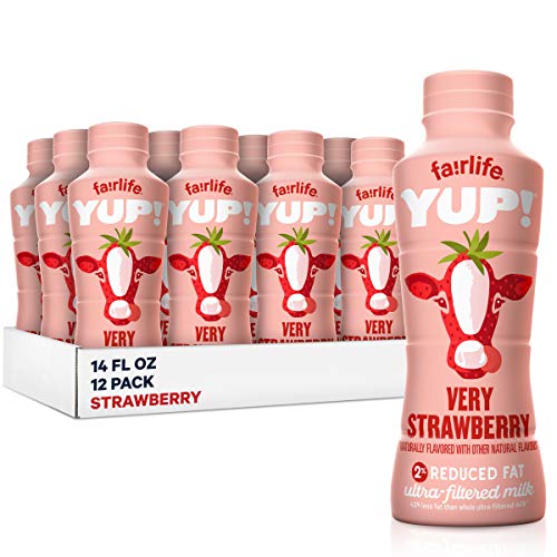 fairlife YUP! Low Fat, Ultra-Filtered Milk, Very Strawberry Flavor, All Natural Flavors (Packaging May Vary), 14 fl oz, 12 count