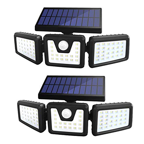 Solar Lights Outdoor, ZHUPIG 3 Adjustable Heads Solar Powered Outdoor Lights, 800LM 6000K Solar Motion Sensor Light Outdoor, IP65 Waterproof, Wide Angle Illumination for Garage, Garden and Pathway