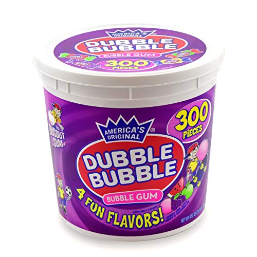 Dubble Bubble - Assorted Flavors, Reusable Tub (300 Count), Great for Halloween, Peanut Free, Gluten Free