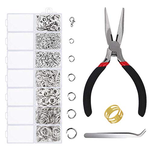 1500 Pieces Jump Rings with Lobster Clasps and Jewelry Pliers for Jewelry Making Supplies Findings and Necklace Earring Repair, Silver