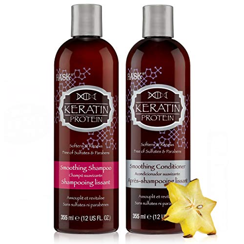HASK KERATIN PROTEIN Shampoo and Conditioner Set Smoothing - Color safe, gluten-free, sulfate-free, paraben-free - 1 Shampoo and 1 Conditioner