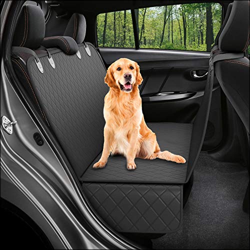 Dog Back Seat Cover Protector Waterproof Scratchproof Nonslip Hammock for Dogs Backseat Protection Against Dirt and Pet Fur Durable Pets Seat Covers for Cars & SUVs (Black)