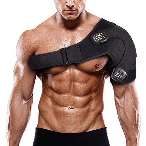 PainFX Shoulder Brace for Men with Rotator Cuff Support and Adjustable Compression Sleeve - Lightweight and Breathable, Prevents Dislocations & Speed Up Recovery from AC Sprains, Bursitis and Tears