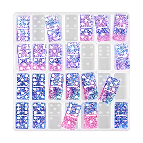 DIY Domino Resin Molds, Richoose 1 Set of 28 Cavities Dominoes Silicone Mold for Epoxy Resin Domino Game Casting Mold