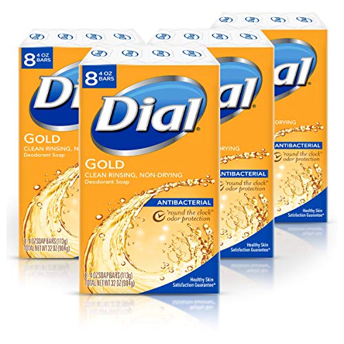 Dial Antibacterial Bar Soap, Gold, (Each 8 Count of 4 oz Bars) 32 oz, Pack of 4