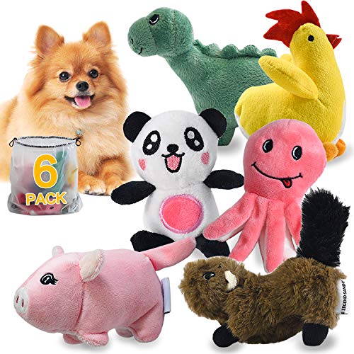 LEGEND SANDY Squeaky Plush Dog Toy Pack for Puppy, Small Stuffed Puppy Chew Toys 6 Dog Toys Bulk with Squeakers, Cute Soft Pet Toy for Small Medium Size Dogs