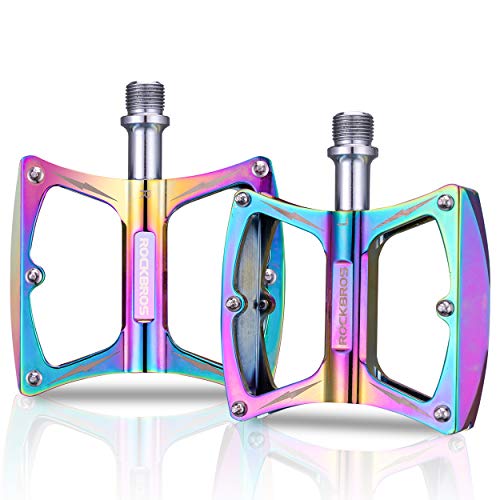 ROCKBROS Mountain Bike Pedals 9/16' MTB Pedals Aluminum Road Bike Pedals Sealed Bearing Bicycle Lightweight Platform Flat Pedals for BMX MTB