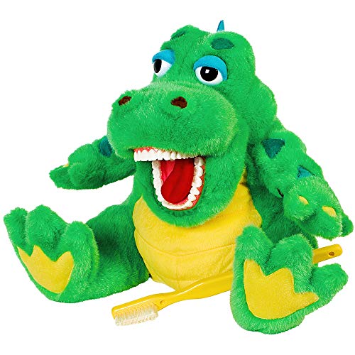 StarSmilez Kids Tooth Brushing Buddy Al E Gator - Plush Dental Education Helper Fully flossible - Present / Teach Children to Care for Mouth and Teeth