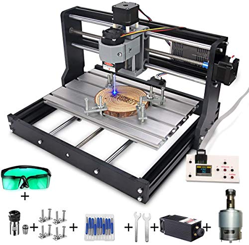 MYSWEETY DIY CNC 3018-PRO 3 Axis CNC Router Kit with 5500mW 5.5W Module + PCB Milling, Wood Carving Engraving Machine with Offline Control Board + ER11 and 5mm Extension Rod