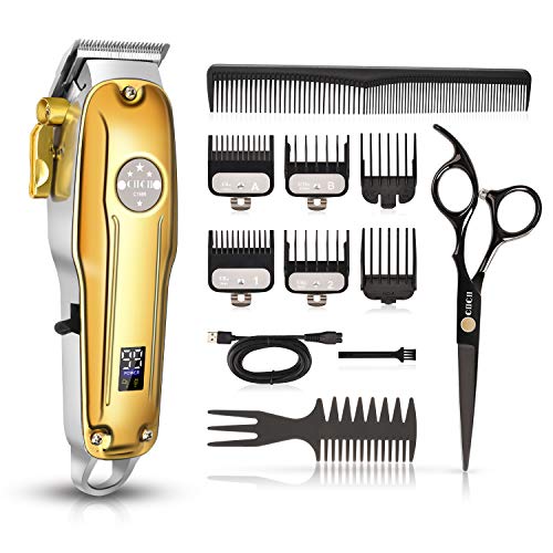 Cordless Hair Clippers, CIICII Professional Hair Clippers Trimmer Set (12Pcs Hair Beard Cutting Grooming Trimming Shaping Kit) for Men Women Kids Pets Home Barber Salon