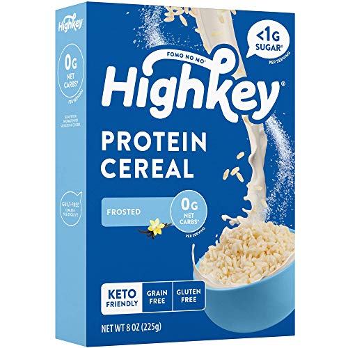 HighKey Keto Protein Breakfast Cereal - 0 Net Carb & Zero Sugar, Grain & Gluten Free Cereals Snack - Non GMO Food - Paleo, Diabetic, Ketogenic Diet Friendly Flakes - Healthy Grocery Foods - Frosted