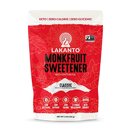 Lakanto Monkfruit Sweetener, 1:1 Sugar Substitute, Keto, Non-GMO (Classic White - 3 lbs)