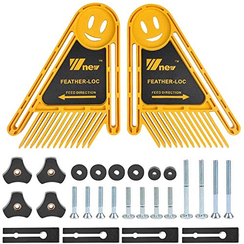 Boloniprod 2 Pack Featherboard Double Feather Loc Board Adjustable Woodworking Safety Device Feather-Loc for Stationary Power Cutting Tools Table Saw Radial-Arm Saw Router Table (Yellow)
