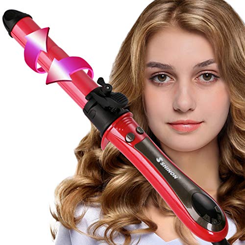 2 in 1 Hair Straightener and Curler Hair Curling Iron 1 to 1.2 Inch Spinning Hair Wand with Automatic Rotation for All Hiar Type Ceramic Flat Iron Auto Rotating Spiral Valentines Day Gifts for Women