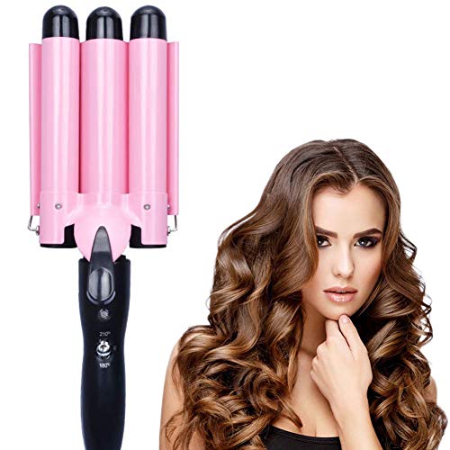 [2020UPGRADED Version]Hair Curling Iron 3 Barrel Wand 26mm Hair Waver Curling Iron Professional Curling Wand Temperature Adjustable Heat Up Quickly Hot Tools(red)