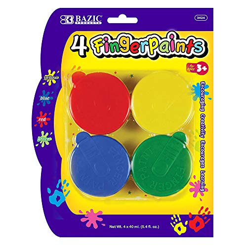 BAZIC Assorted Color 40ml Finger Paint Set, Art Supplies Fun Creative Painting for Kids Activity Class Home DIY Age 3+ (4/Pack), 1-Pack