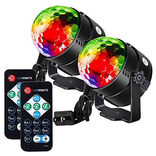 Litake Party Lights Disco Ball Strobe Light Disco Lights, 7 Colors Sound Activated with Remote Control Dj Lights Stage Light for Festival Bar Club Party Wedding Show Home-2 Pack