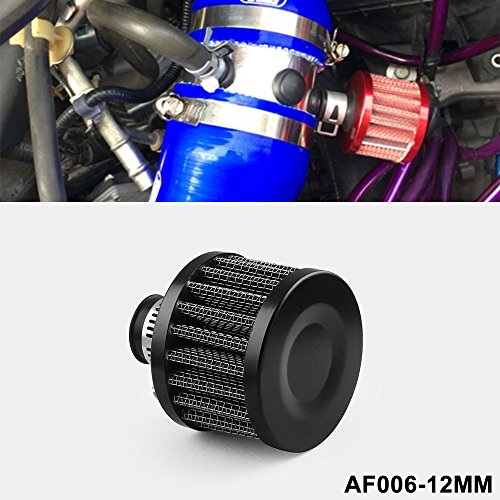 RYANSTAR 12mm Air Filter Cold Air Intake Filter Breather Turbo Vent Universal Air Intake Filter Cleaner Black for car and Motorcycle