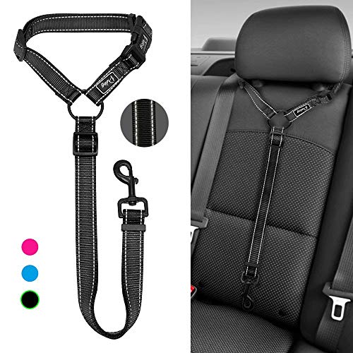 Didog Dog Vehicle Car Seat Belt Harness for Car Travel,Adjustable Dog Leashes Fit Small Medium Large Dogs,Black