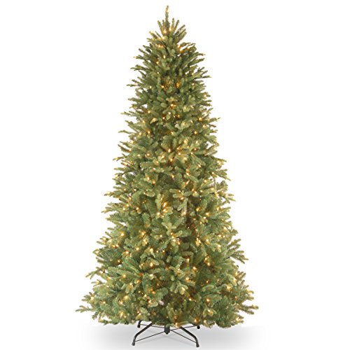 National Tree Company 'Feel Real' Pre-lit Artificial Christmas Tree | Includes Pre-strung White Lights and Stand | Tiffany Fir Slim - 6.5 ft