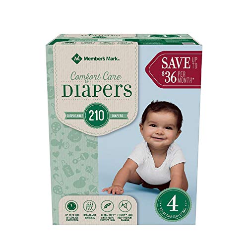 Branded Member'S Mark Comfort Care Baby Diapers - Diaper Size 4 - 210 Ct. ( Weight 22 - 37 Lbs.) (Bulk Qty at Whoesale Price, Genuine & Soft Baby diaper)