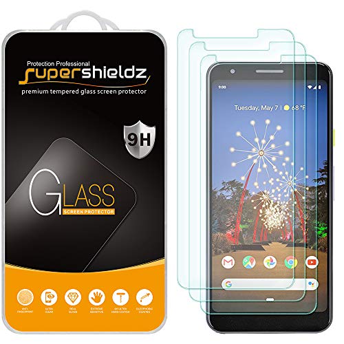 (3 Pack) Supershieldz for Google (Pixel 3a XL) Tempered Glass Screen Protector, 0.33mm, Anti Scratch, Bubble Free