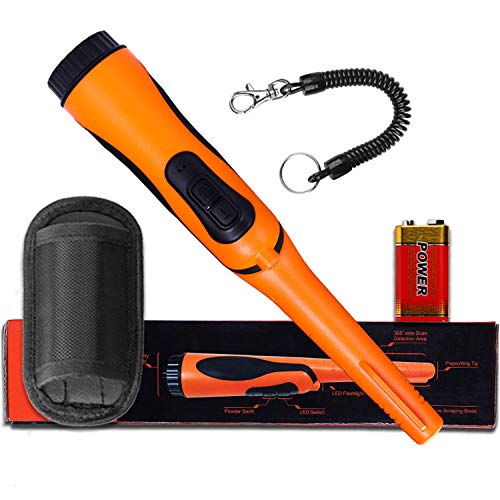 ForDoc Pinpoint Handheld Metal Detector pinpointer - Metal detectors for Adults and Kids Include a 9V Battery and a Belt Holster Orange