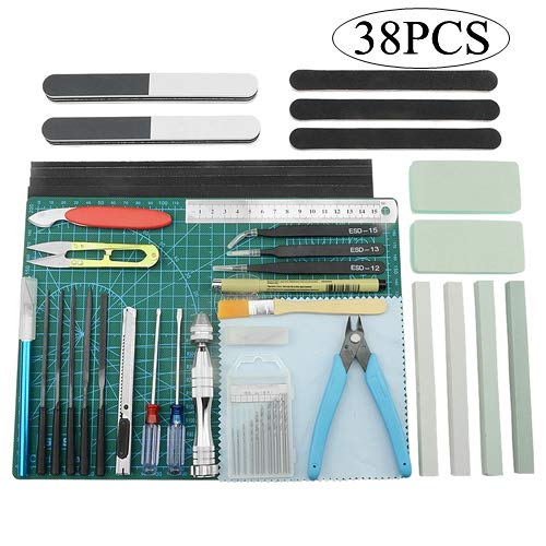 BXQINLENX Professional 38 PCS Gundam Model Tools Kit Modeler Basic Tools Craft Set Hobby Building Tools Kit for Gundam Car Model Building Repairing and Fixing(P)