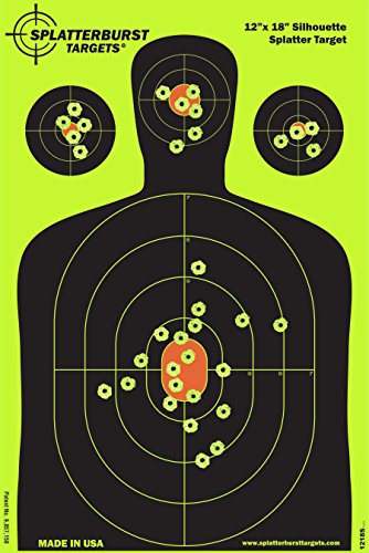 Splatterburst Targets - 12 x18 inch - Silhouette Reactive Shooting Target - Shots Burst Bright Fluorescent Yellow Upon Impact - Gun - Rifle - Pistol - Airsoft - BB Gun - Air Rifle (25 Pack)