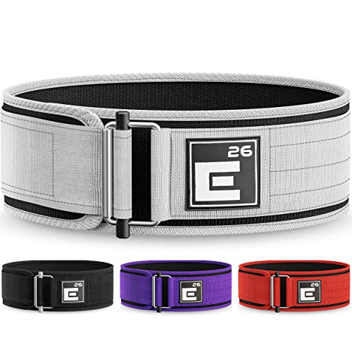 Element 26 Self-Locking Weight Lifting Belt | Premium Weightlifting Belt for Serious Crossfit, Weight Lifting, and Olympic Lifting Athletes (Medium, White)