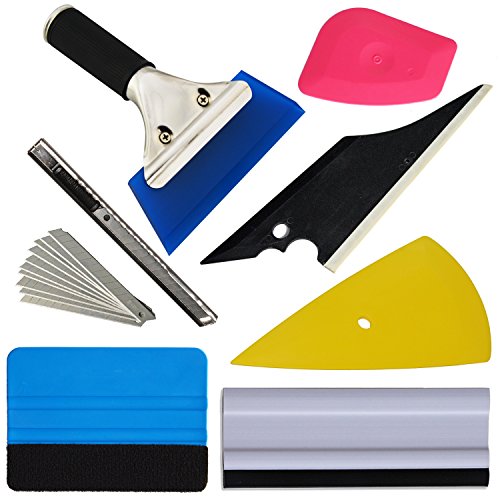EHDIS 7 Pieces Vehicle Glass Protective Film Car Window Wrapping Tint Vinyl Installing Tool: Squeegees, Scrapers, Film Cutters