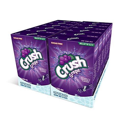 Crush, Grape – Powder Drink Mix - (12 boxes, 72 sticks) – Sugar Free & Delicious, Makes 72 flavored water beverages