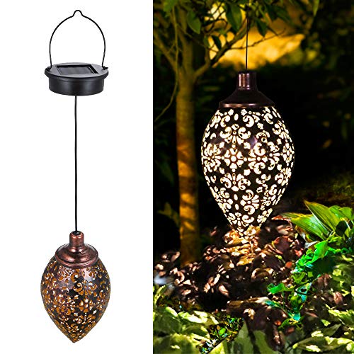 Hanging Solar Lights Tomshine Solar Lantern LED Garden Lights Metal Lamp Waterproof for Outdoor Hanging Decor